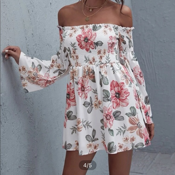 Off the shoulder floral print summer dress - Picture 2 of 4